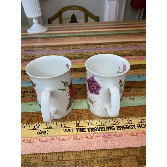 Roy Kirkham 2006 Fine Bone China Coffee Tea Cup THE ROSE COLLECTION Pair 2 Mugs - Picture 3 of 12